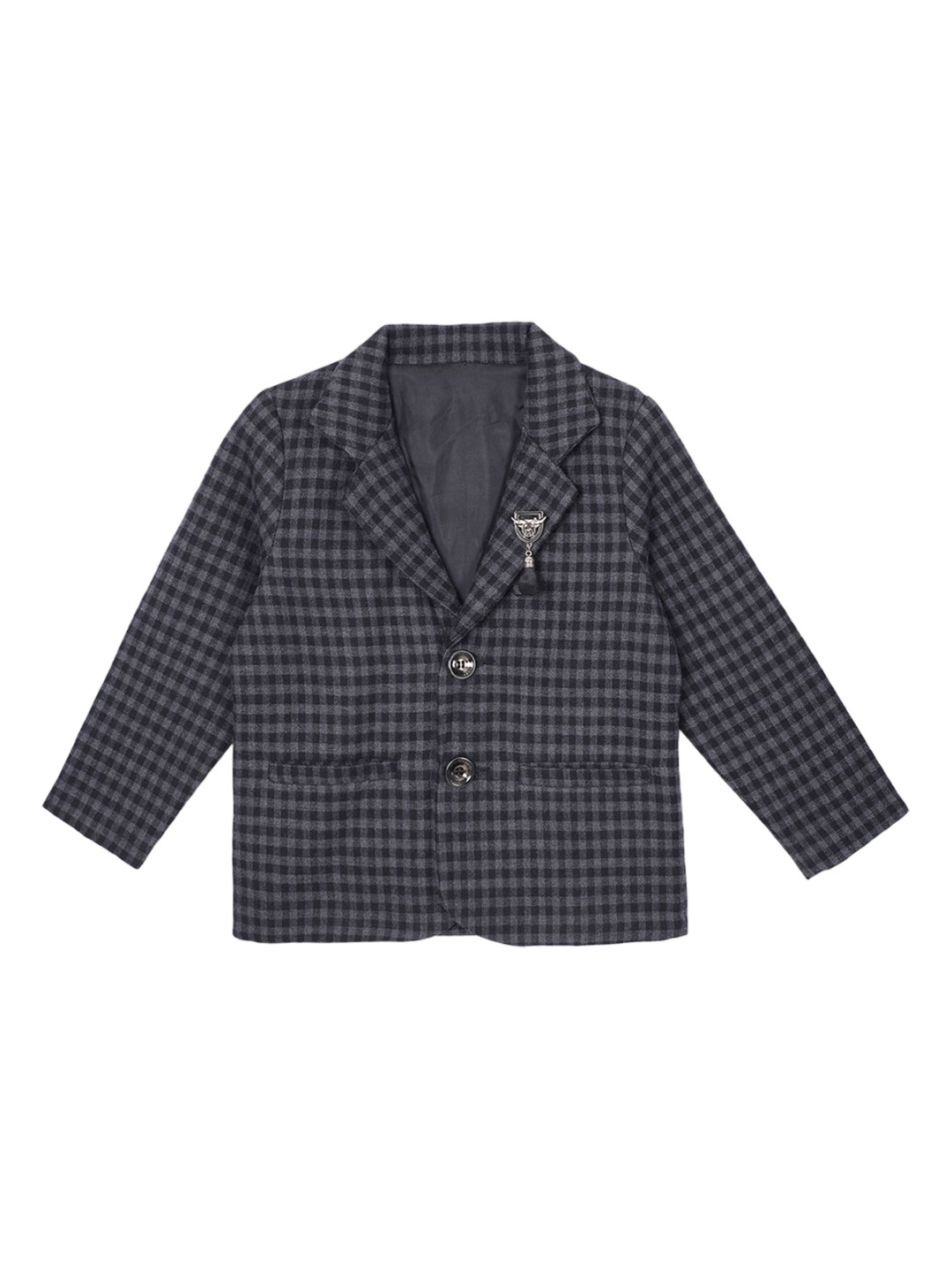 HOUSE OF VEDAS Kids Checked Notched Lapel Single-Breasted Twill Blazer