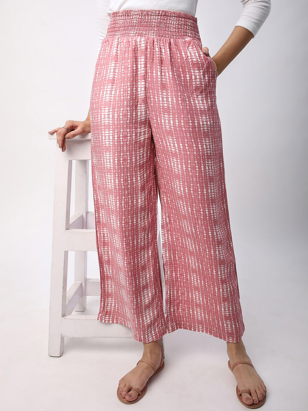Mystere Paris Women High-Rise Abstract Printed Trouser
