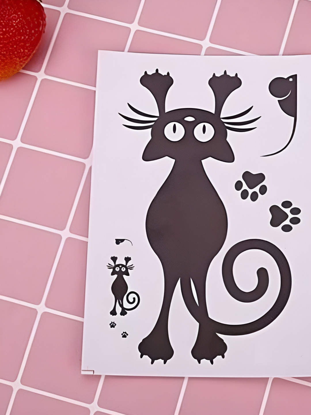 Asian royal Black Cat & Mouse Printed Self Adhesive Wall Sticker