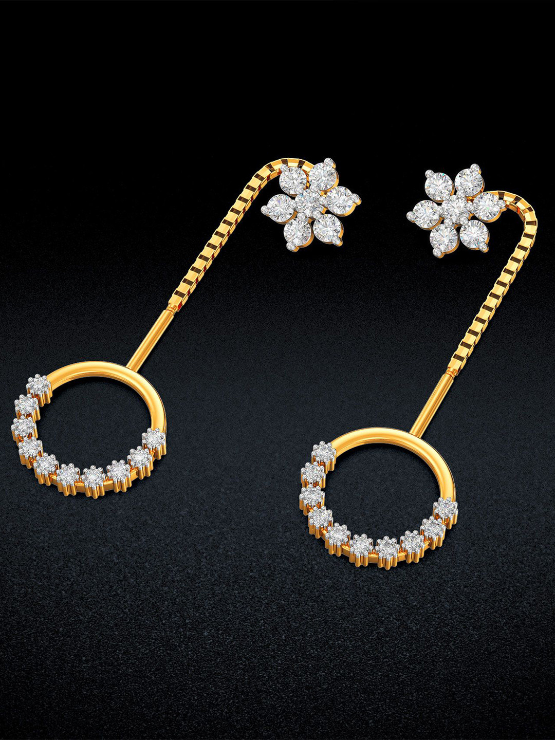 Joyalukkas 22KT Stylish Floral Loops Gold Earrings