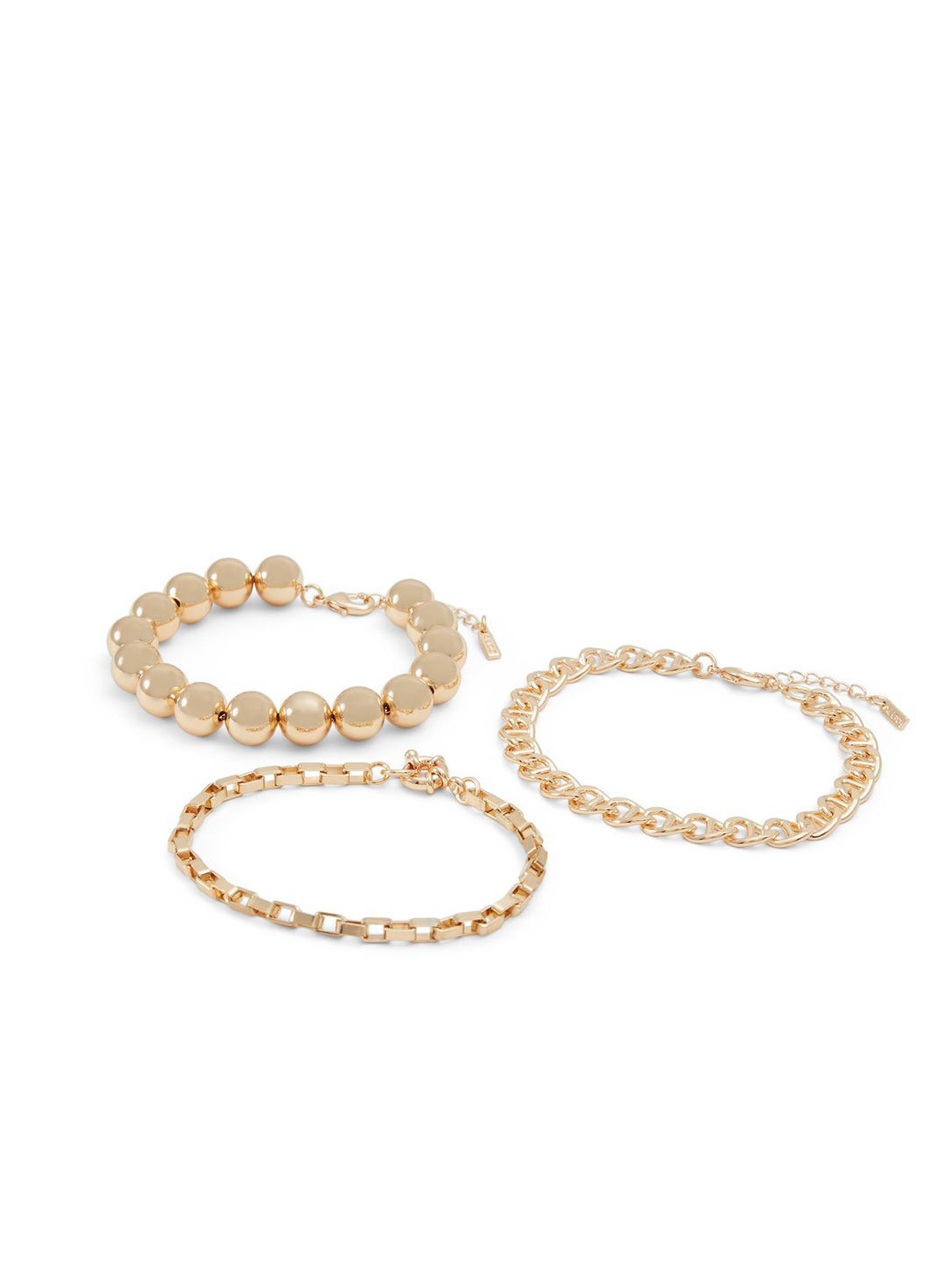 ALDO Set Of 3 Brass-Plated Pearls Bangle-Style Bracelets