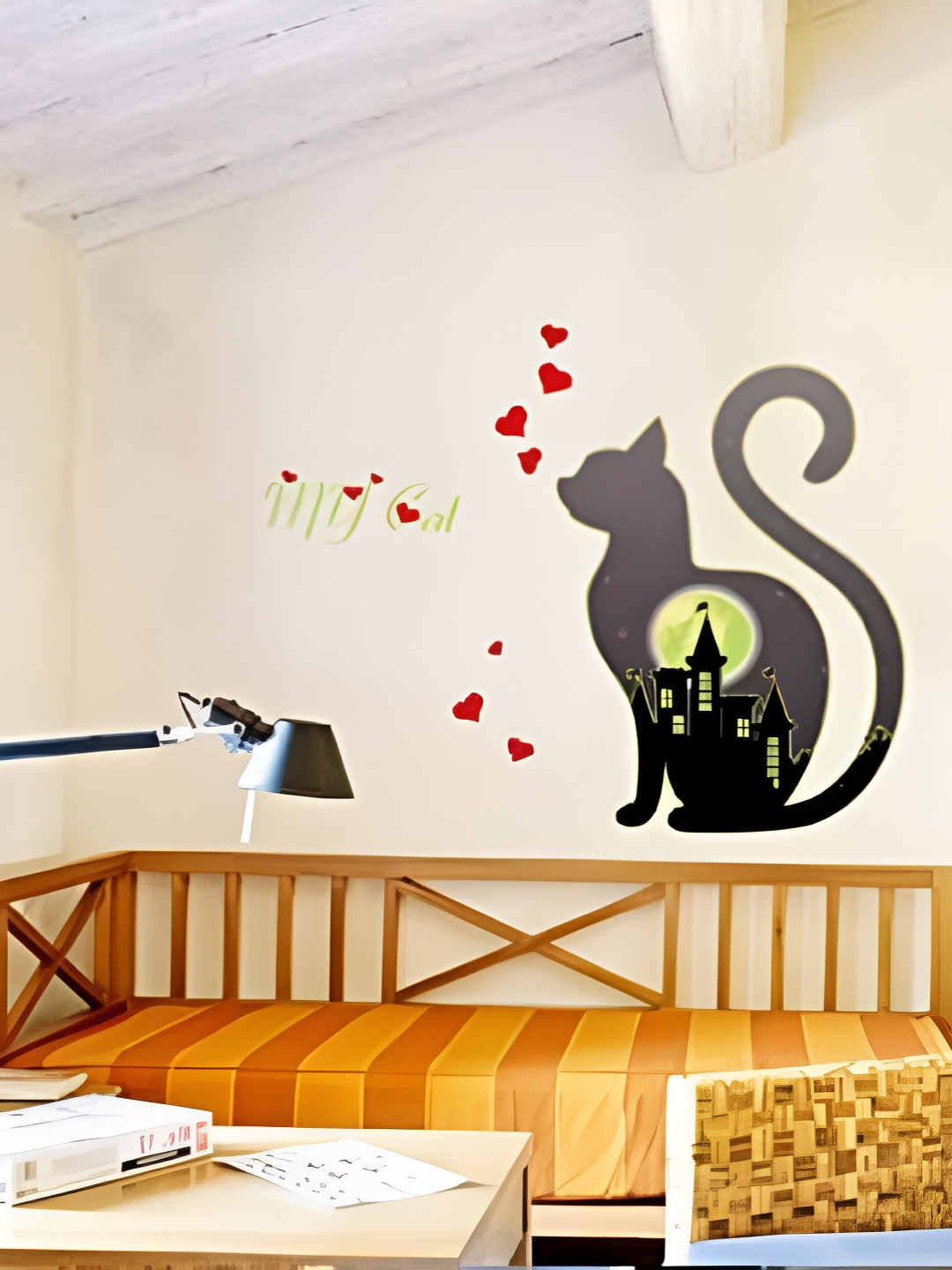 Asian royal Transparent & Grey Birds and Animals Printed Anti-Oil Wall Sticker