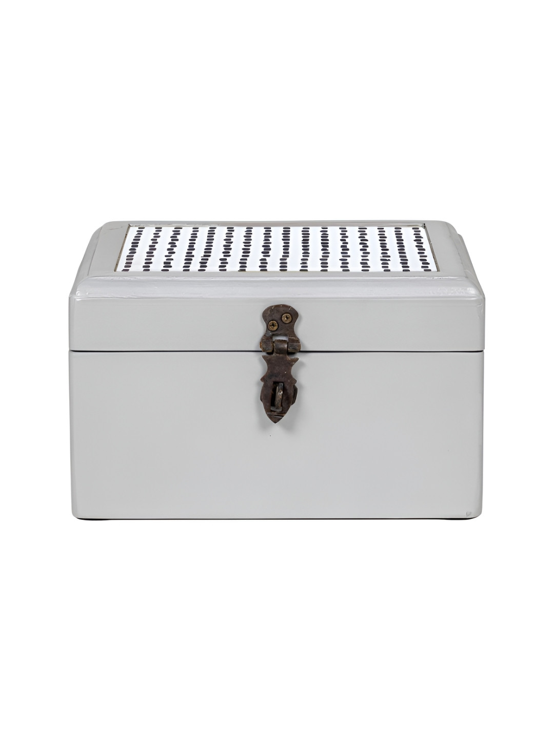 Contrast Living Black and Grey Striped Printed Wooden Regular Jewellery Organiser