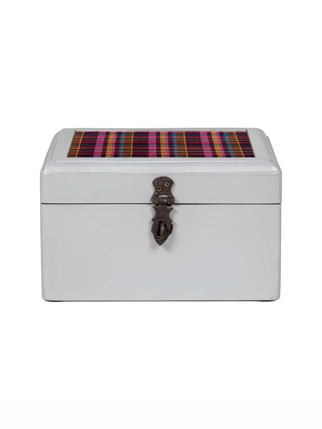 Contrast Living Grey and Red Geometric Printed Wooden Regular Jewellery Organiser