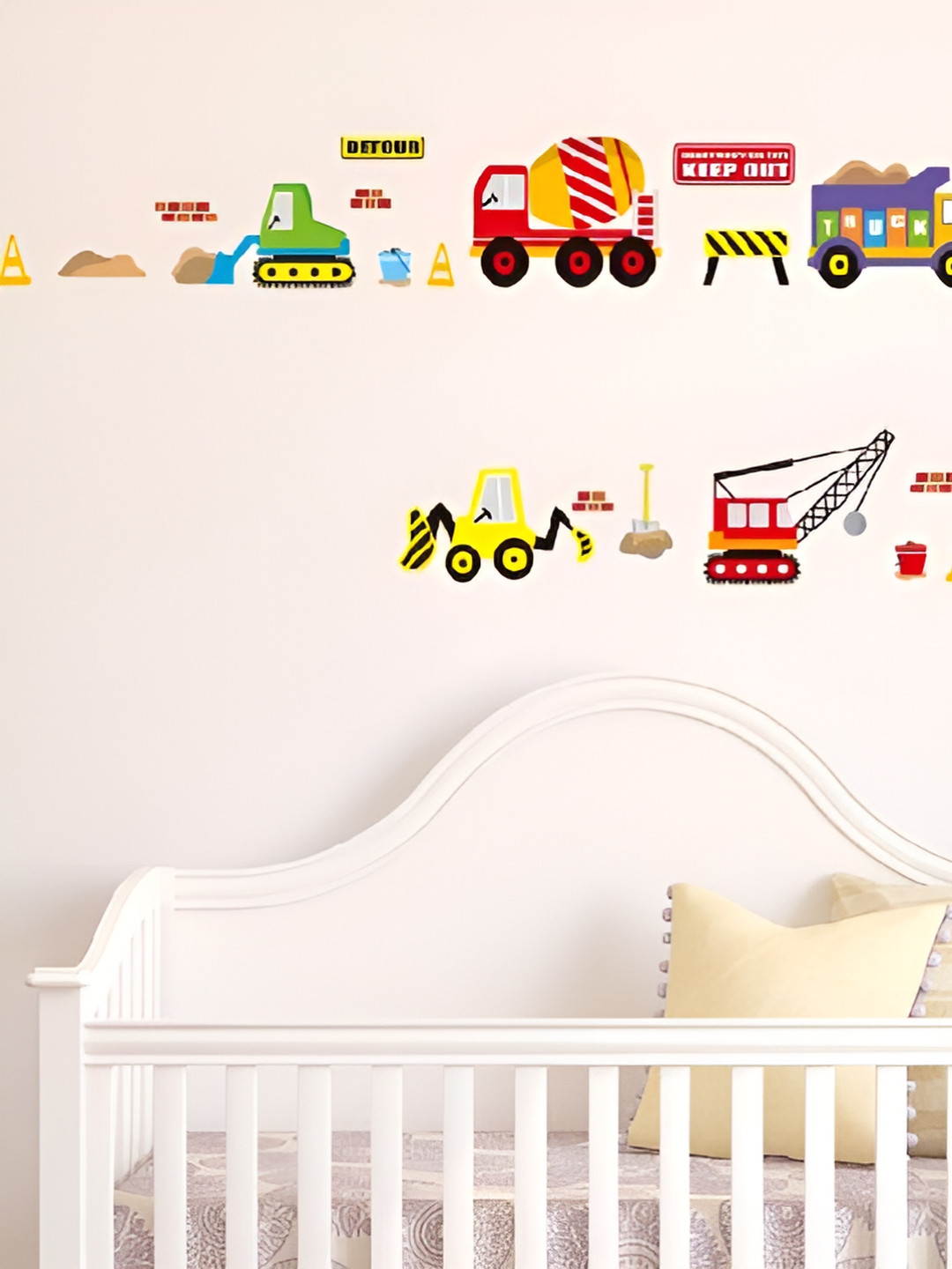 Asian royal Yellow & Green Vehicles Printed Waterproof Wall Sticker