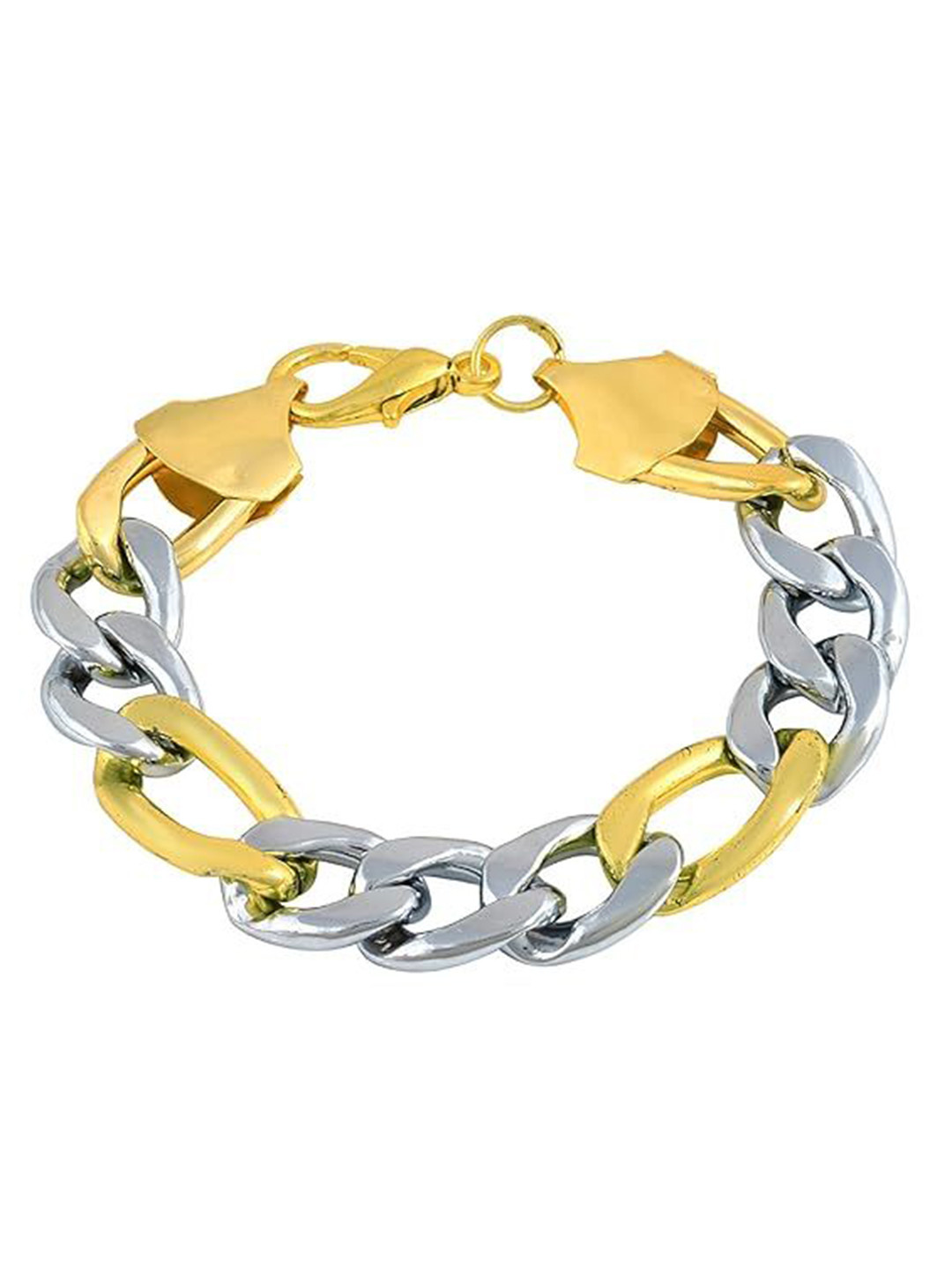 MEMOIR Men Gold-Plated Two Tone Broad and Strong Link Bracelet