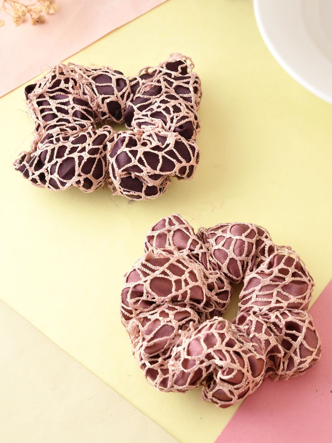 Silvermerc Designs Women Set of 2 Crochet Scrunchies Ponytail Holders