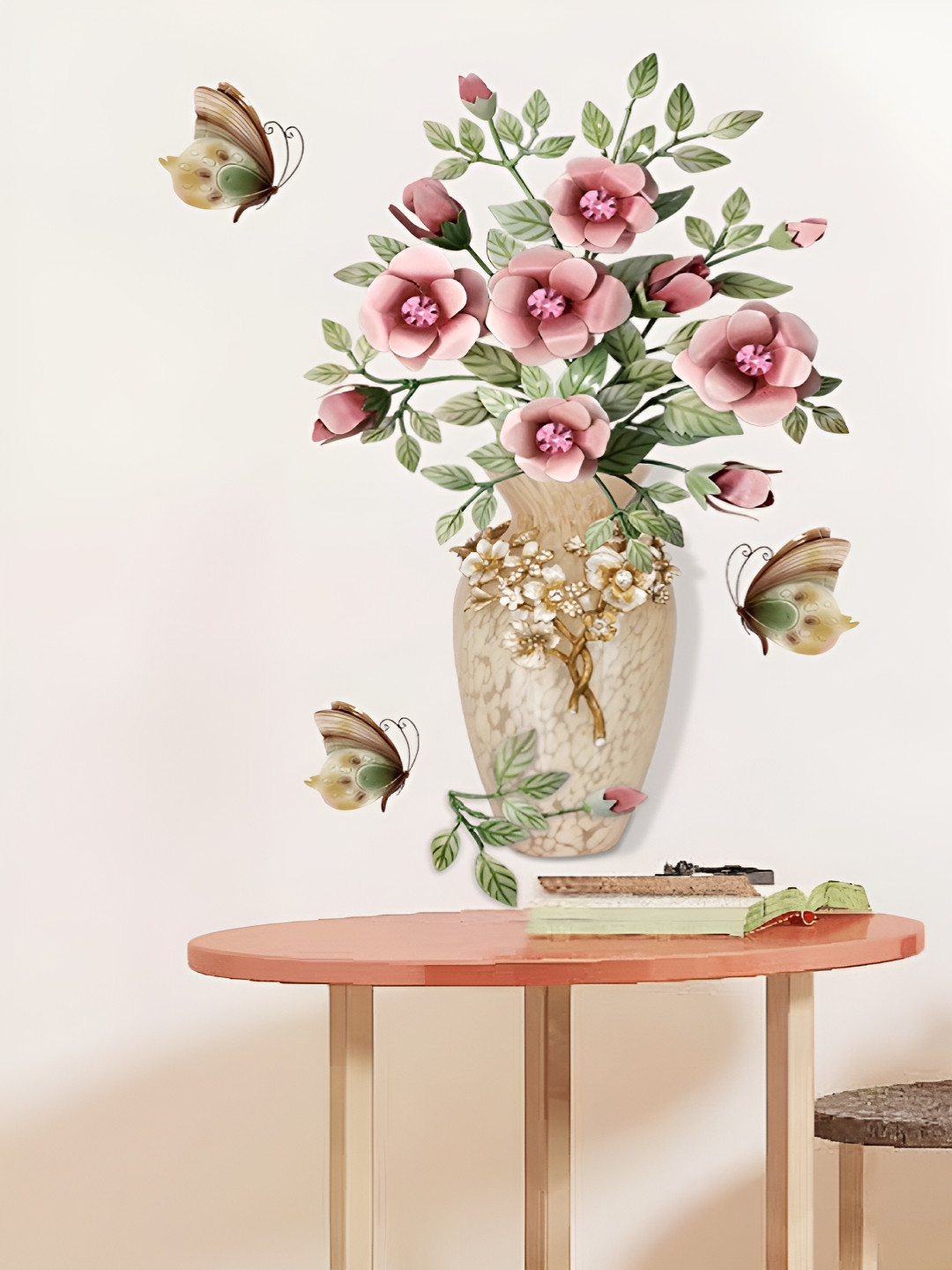 Asian royal Pink & Green Floral Printed Waterproof Decals and Sticker