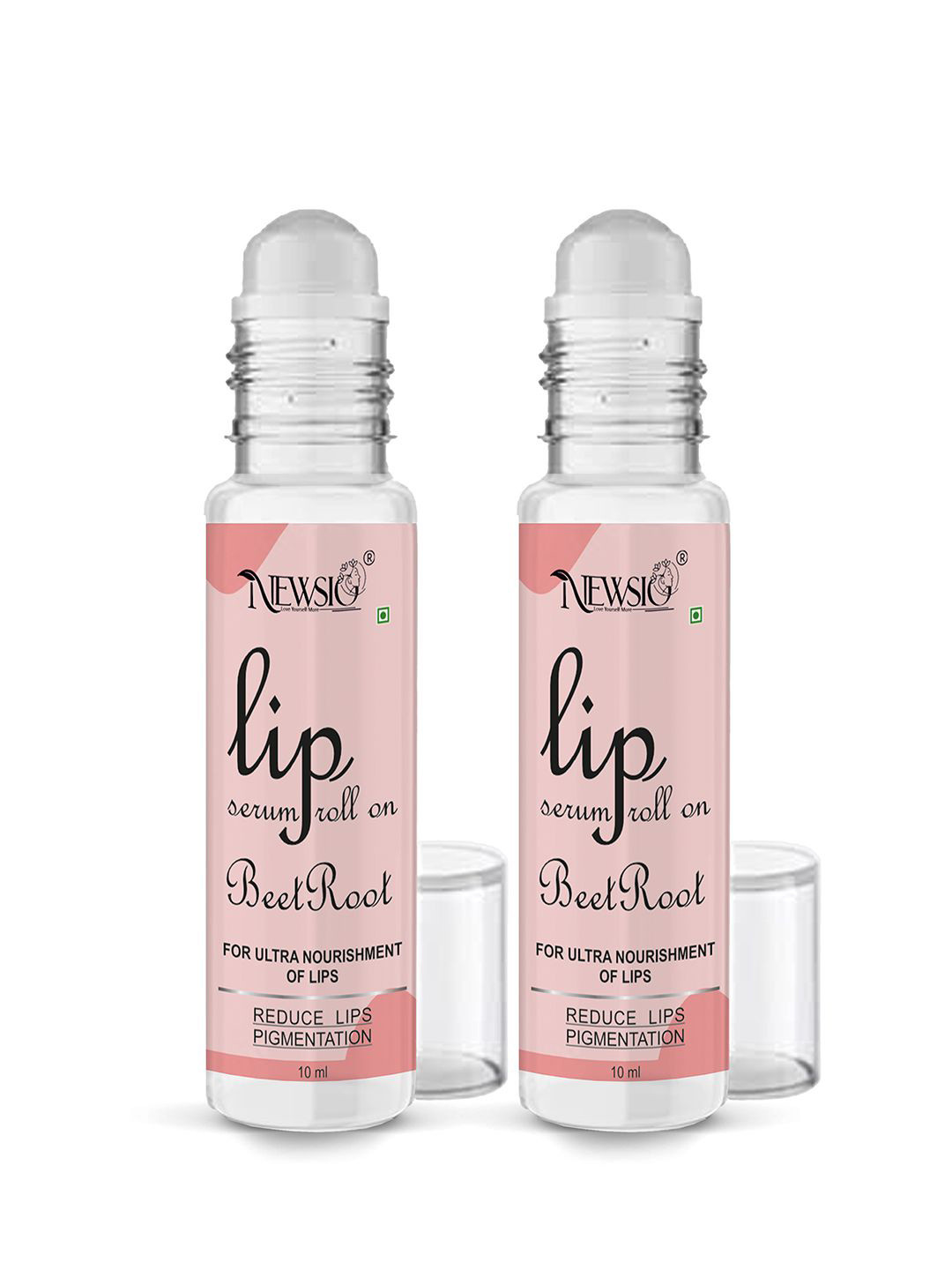 Newsio Set of 2 Roll On Lip Serum for Ultra Nourishment 10 ml each - Beetroot