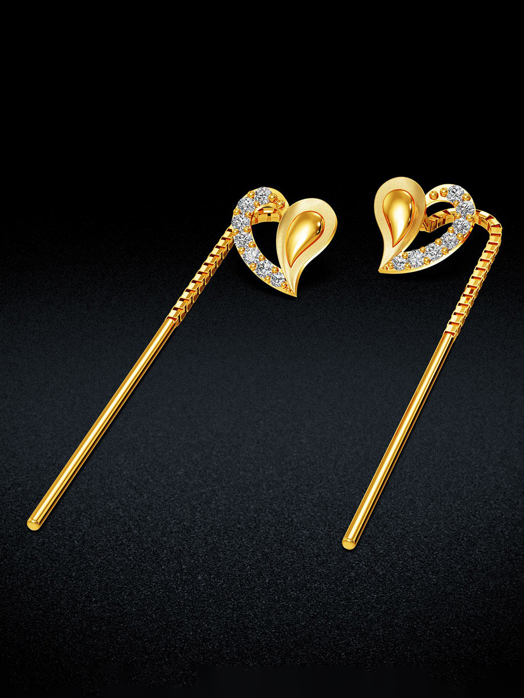 Joyalukkas 22KT Heart and Drop Gold Earrings Gold