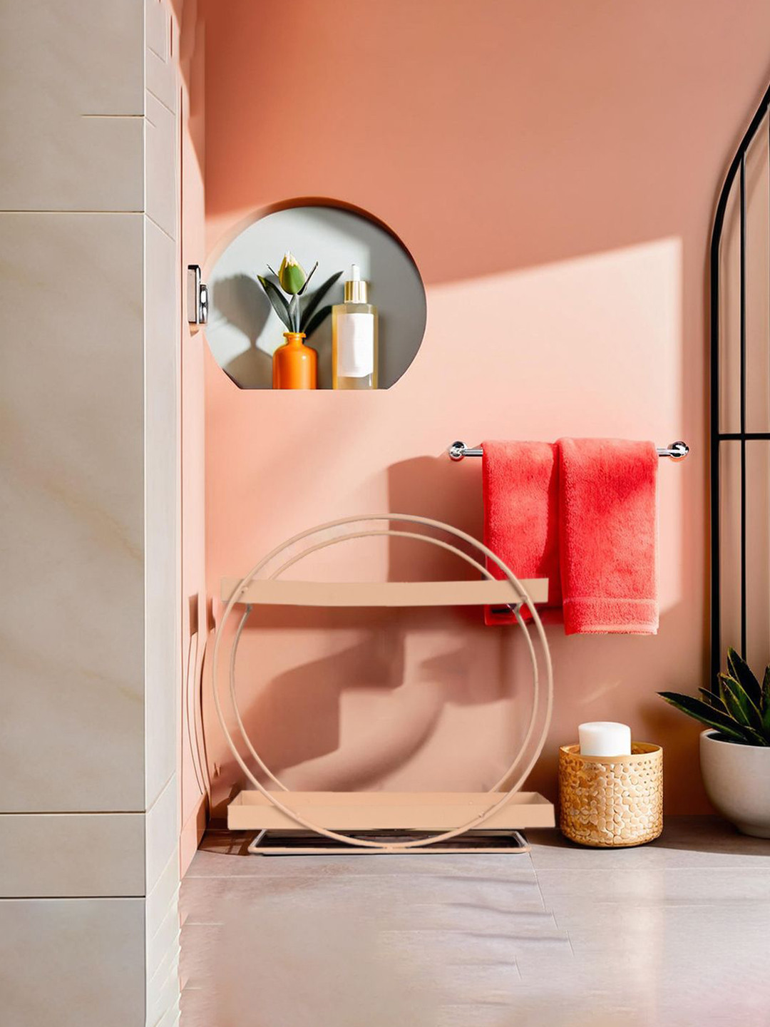 Kuber Industries Peach-Colored 2-Tier Metal Multi-Utility Organisers