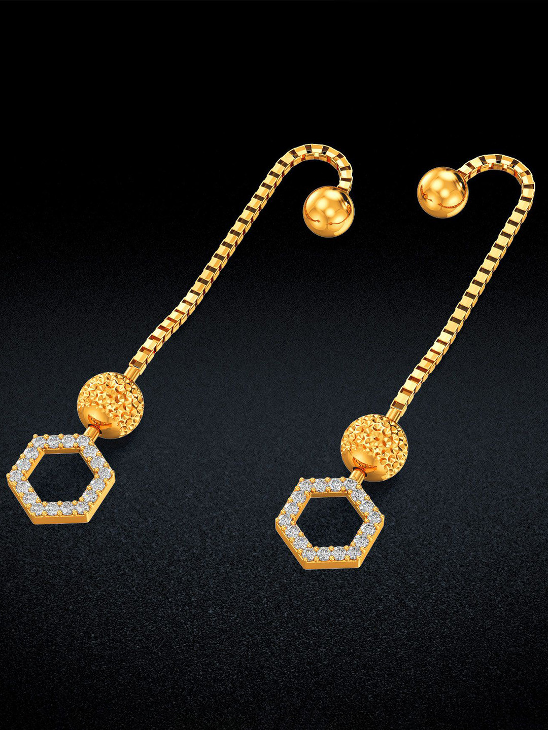 Joyalukkas Women 22KT Geometric Sphere Gold Earrings 2.38g
