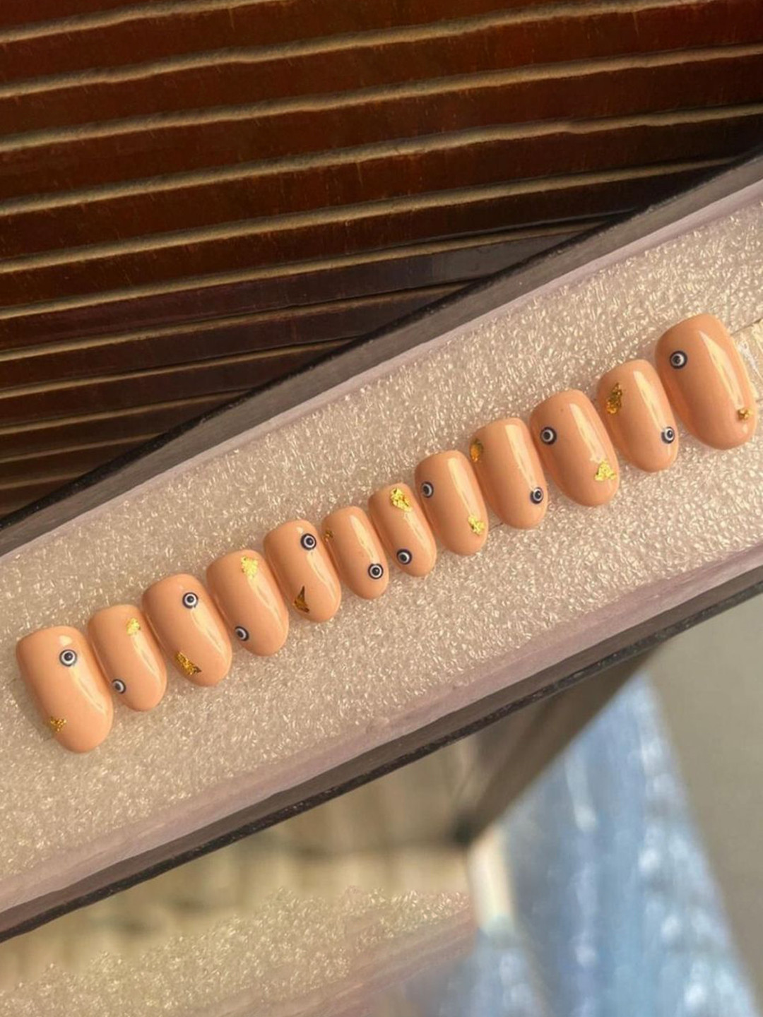 AMOK STORE Set Of 12 Reusable Artificial Press On Nails & Mini Kit - Beige