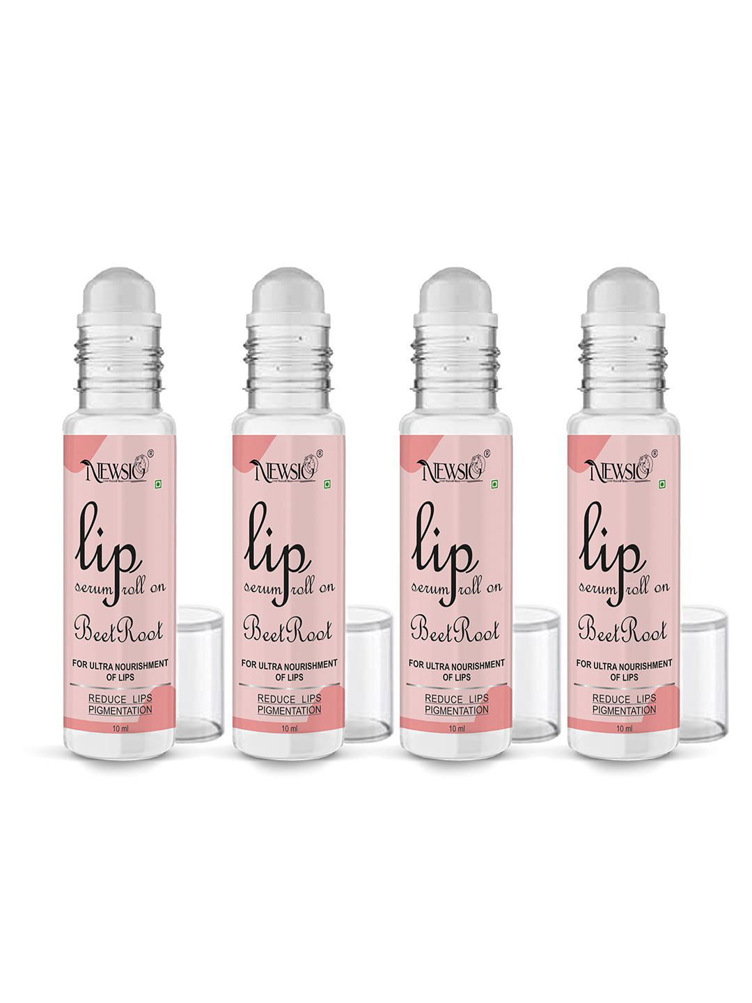 Newsio Set of 4 Roll On Lip Serum for Ultra Nourishment 10 ml each - Beetroot