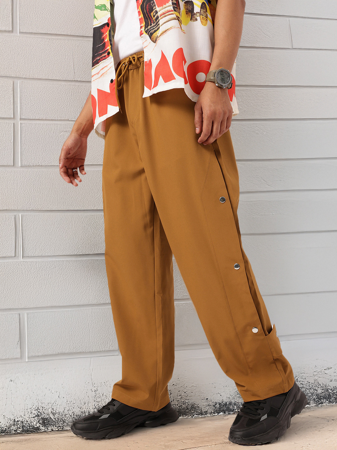 Kook N Keech Men Side Snap Buttons Tab Jogger Trousers