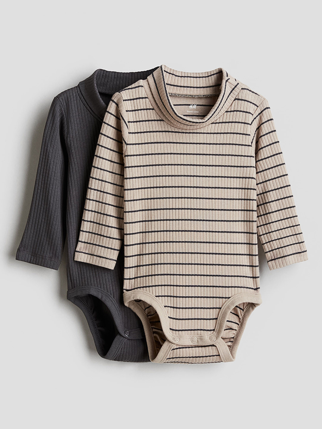 H&M Infant Boys Pack Of 2 Cotton Ribbed Polo Neck Bodysuits