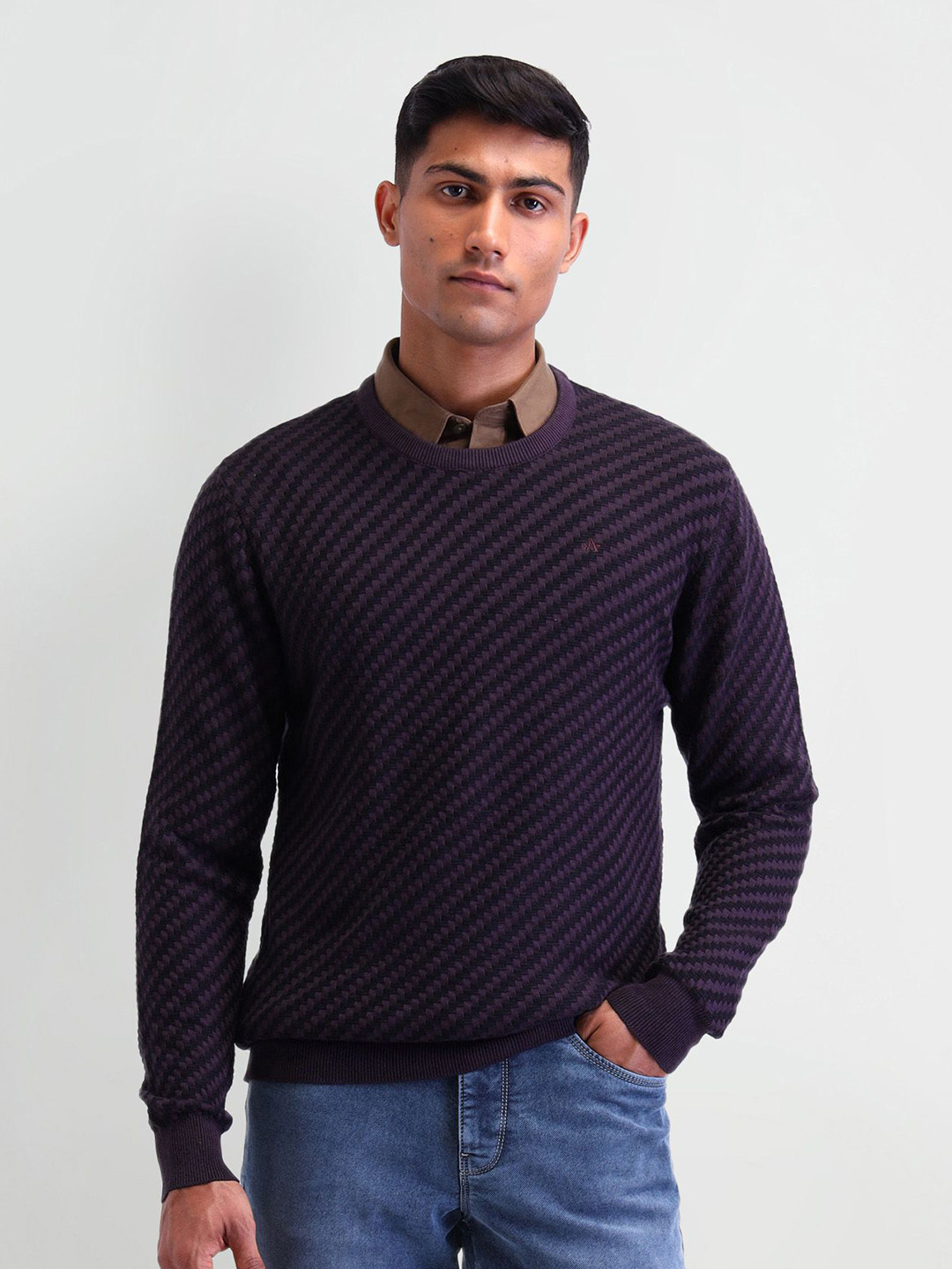 Arrow Men Pullover Long Sleeves Round Neck Sweaters