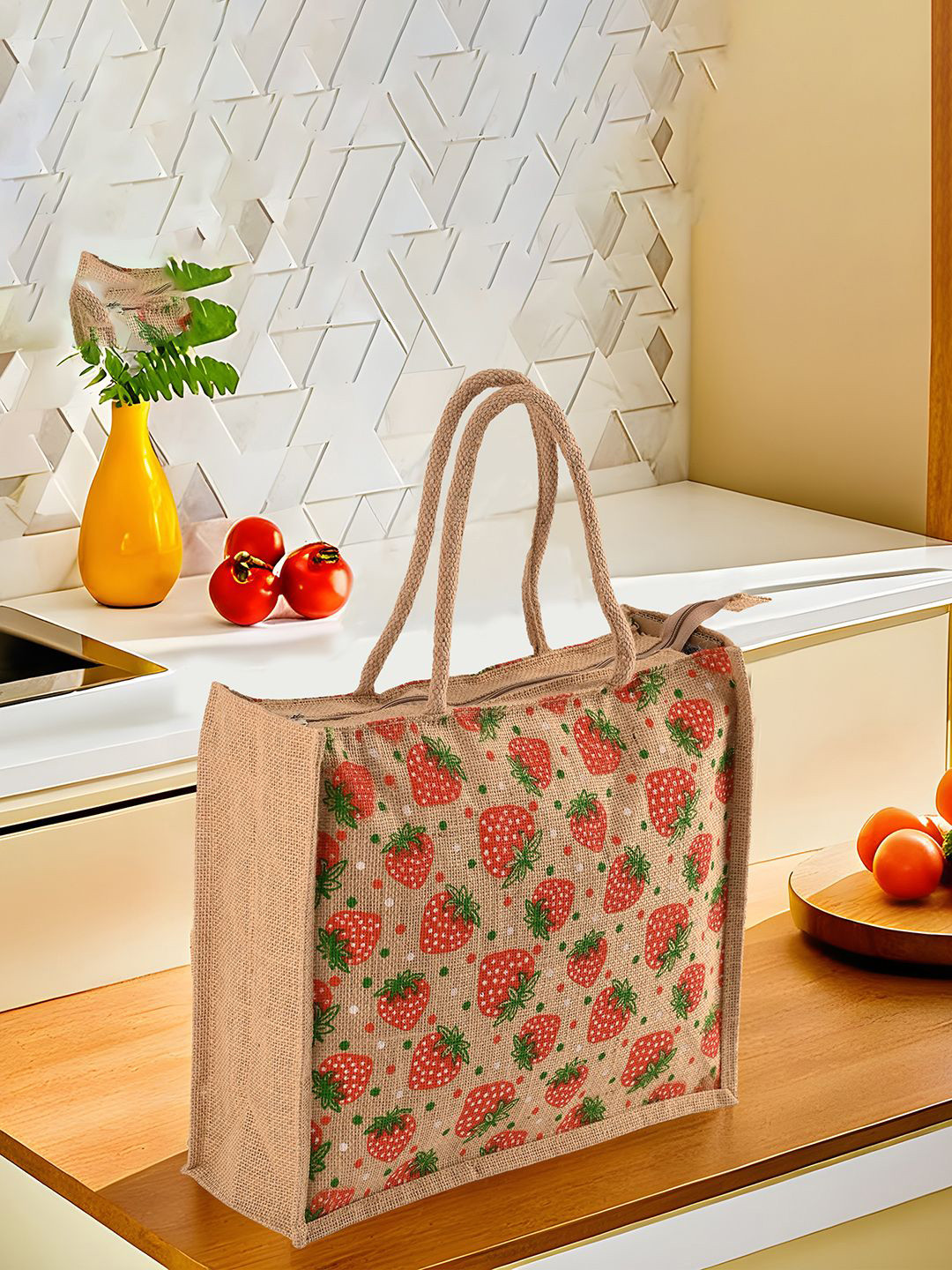 Kuber Industries Unisex Reusable Jute Textured Lunch Bags