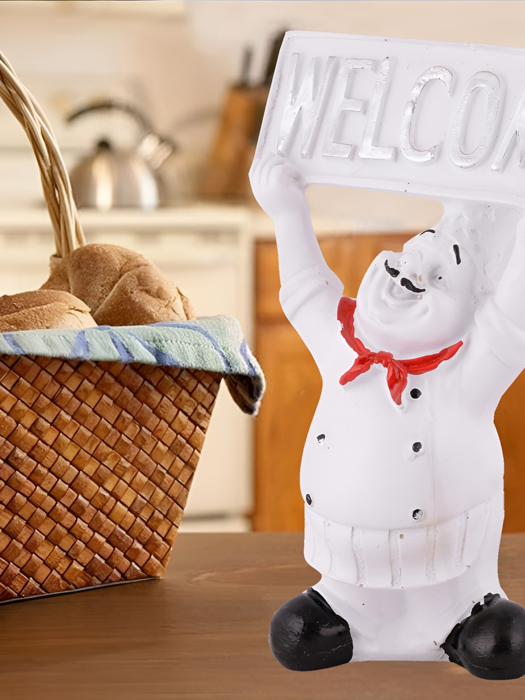 Zart White Polyresin Natural Kitchen Medium Showpiece - 7.5 Inches