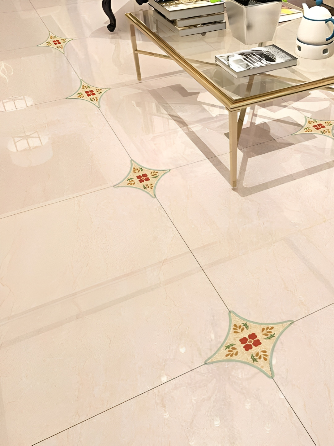 Asian royal Cream-Colored & Brown Geometric Printed Self-Adhesive Wall Sticker