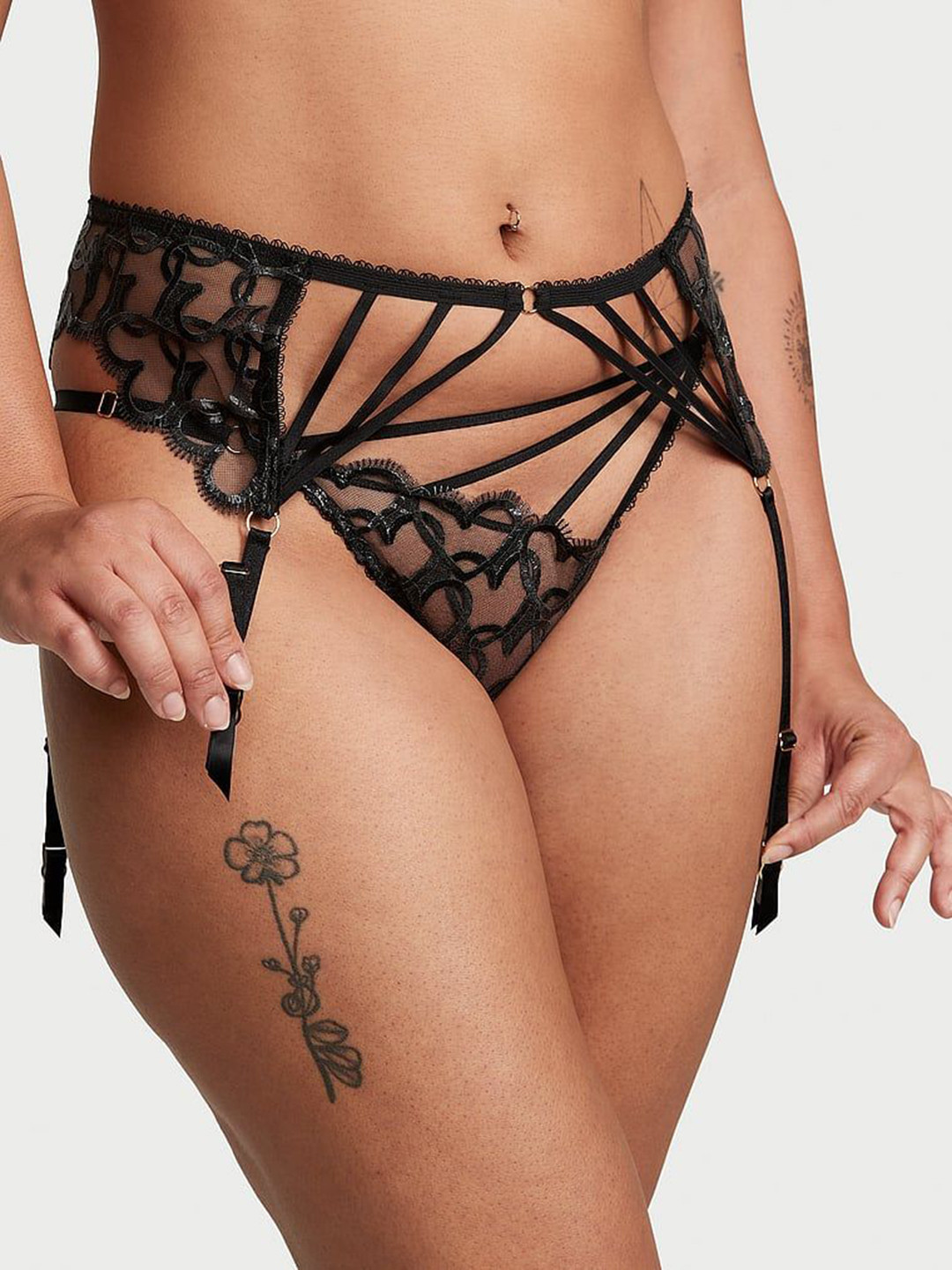 Victoria's Secret Very Sexy Shimmer Heart Embroidery Garter Belt