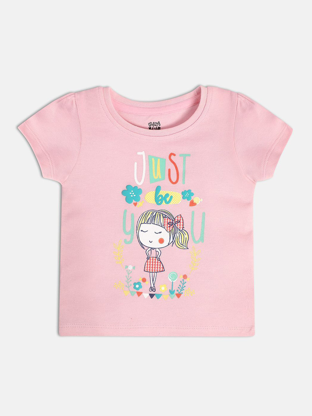MINI KLUB Girls Short Sleeves Printed Cotton Top
