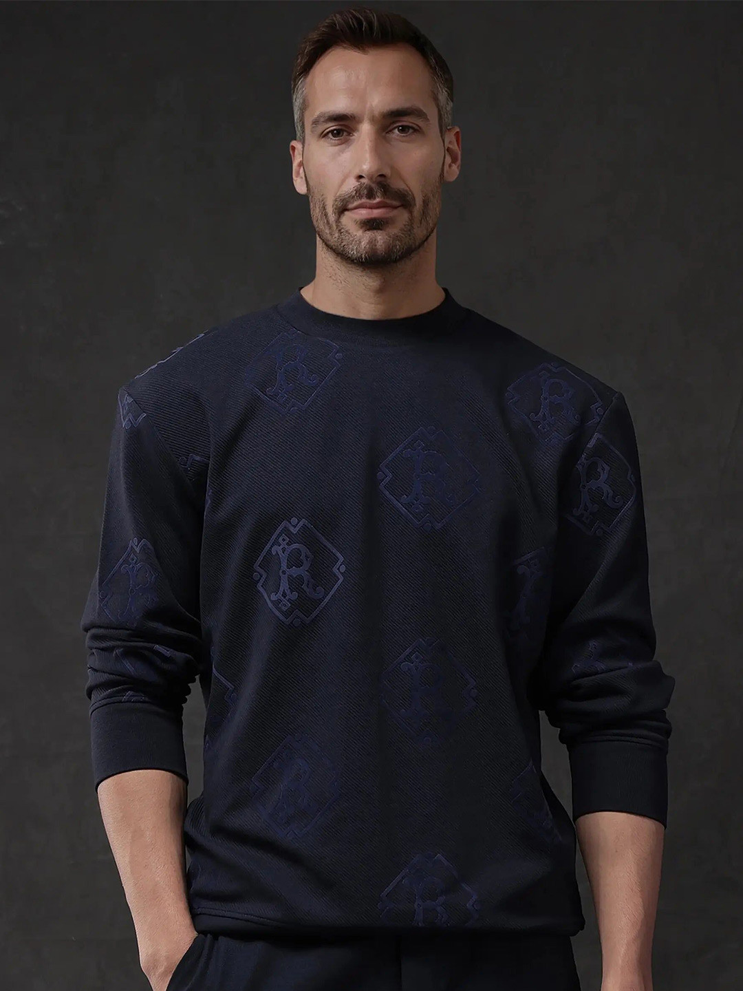 RARE RABBIT Men Brand Logo Printed Cotton Sweatshirt