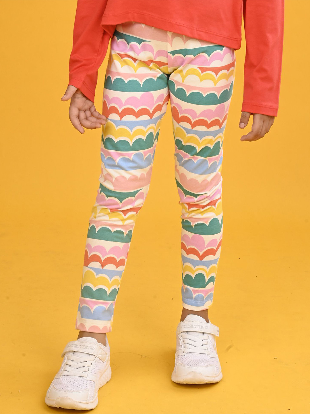 Anthrilo Girls Rainbow Printed Mid-Rise Ankle-Length Legging
