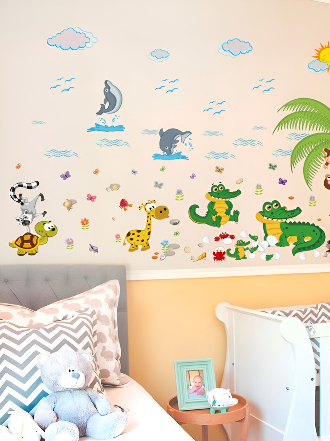 Asian royal Blue & Green Cartoon Printed Decals & Stickers