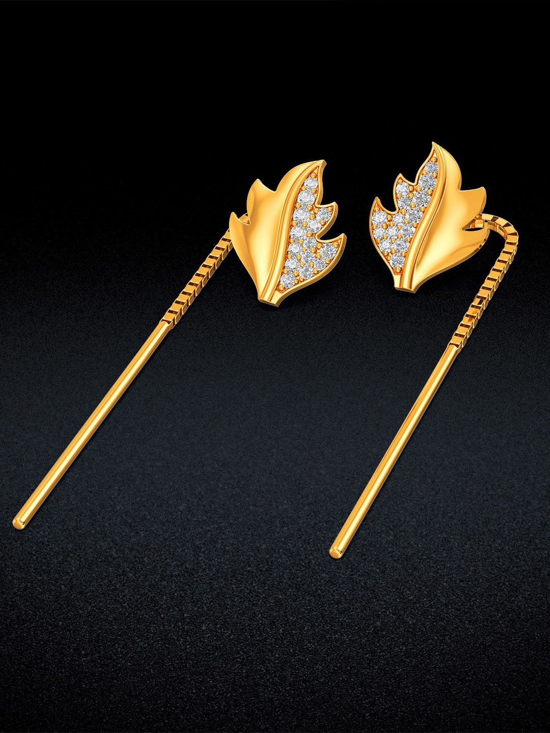 Joyalukkas 22KT Elegant Leaf Accents Gold Earrings