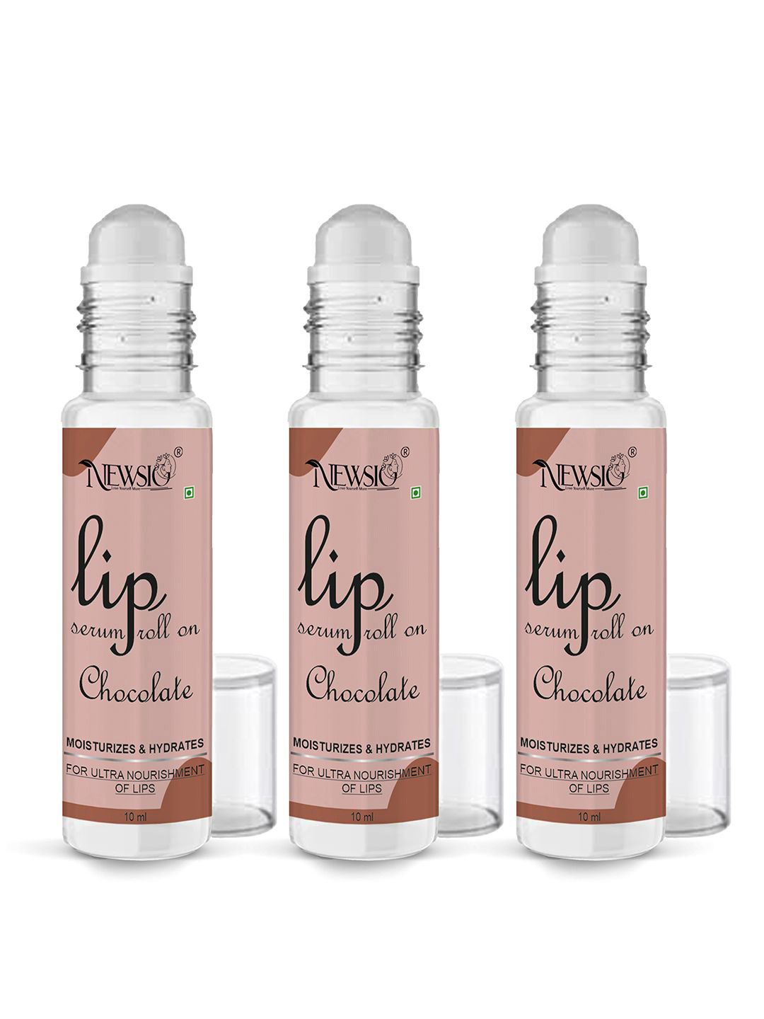 Newsio Set of 3 Roll On Lip Serum for Ultra Nourishment 10 ml each - Chocolate