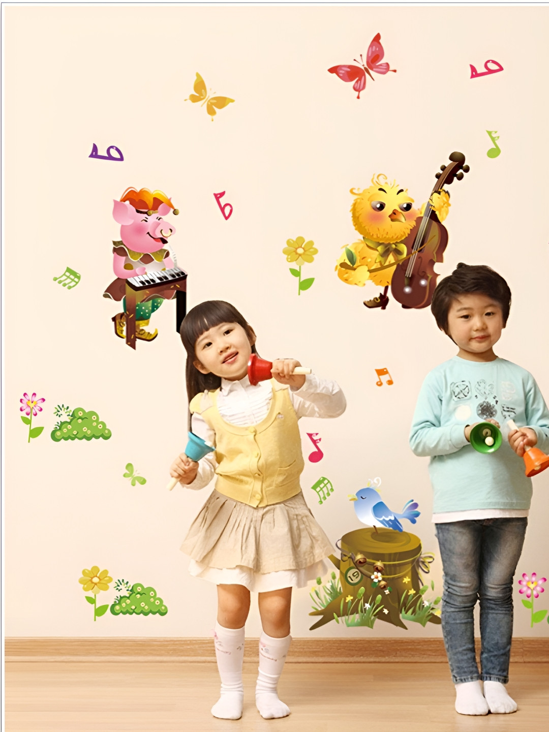 Asian royal Yellow & Green Cartoon Wall Sticker