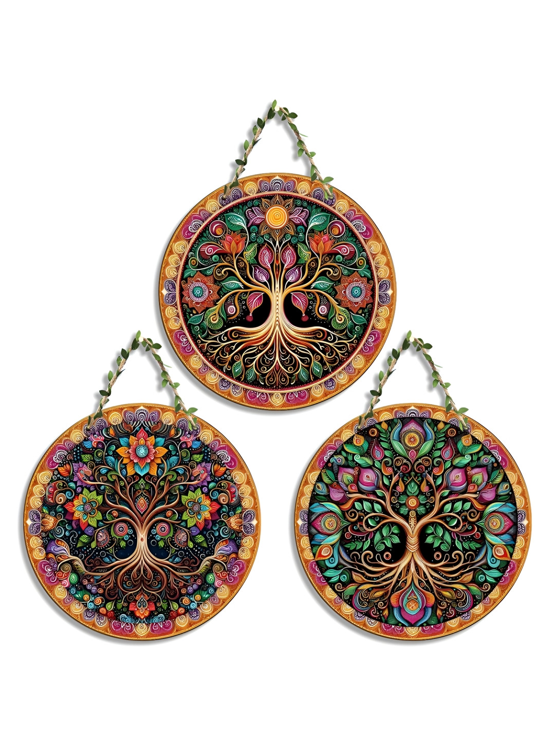 SEHAZ ARTWORKS Decorative Items Wood Floral Matte Hall Wall Hangings-22In