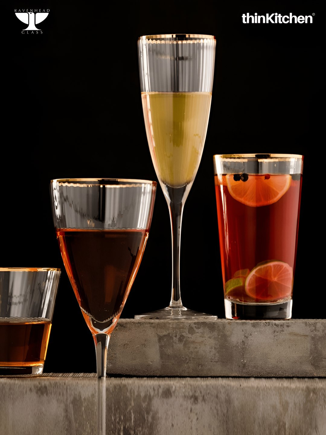 Ravenhead Roma Transparent 2 Pieces Odour-Free Flute Bar Glass-33 ml