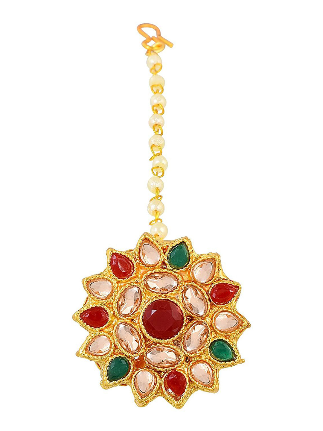 MEMOIR Gold-Plated Studded Pearl Maang Tikka