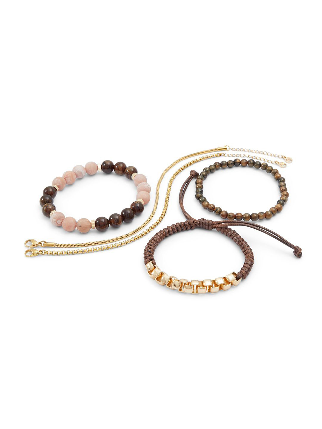 ALDO Men Set Of 5 Stainless Steel Amethyst Studded Bracelets