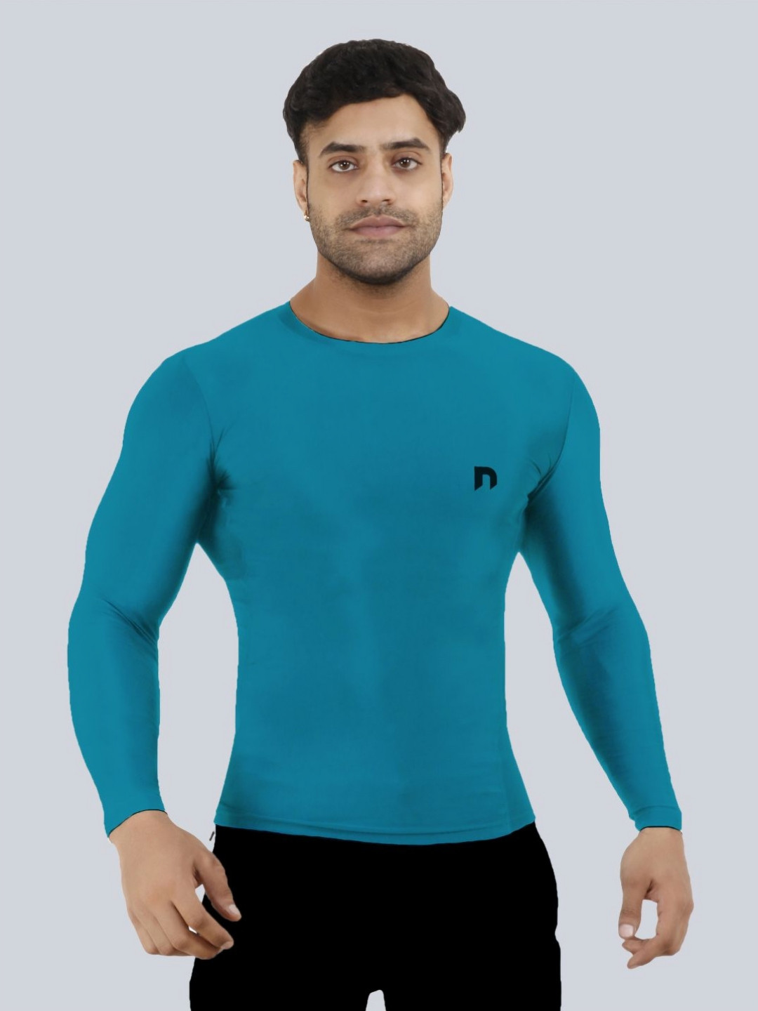 NEVER LOSE Men Applique Compression T-shirt