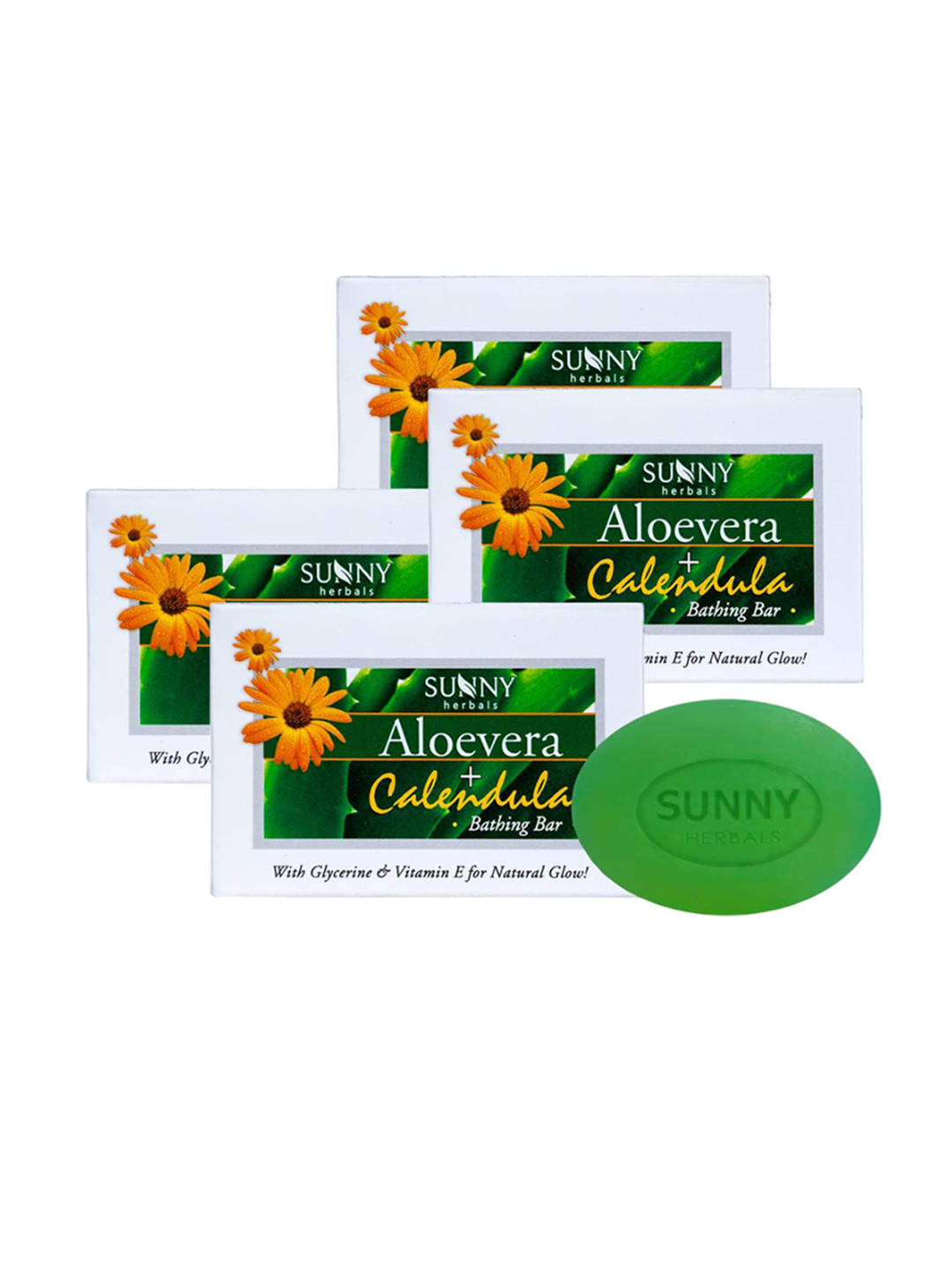 SUNNY HERBALS Set Of 4 Aloevera & Calendula Bathing Soap - 75 g Each