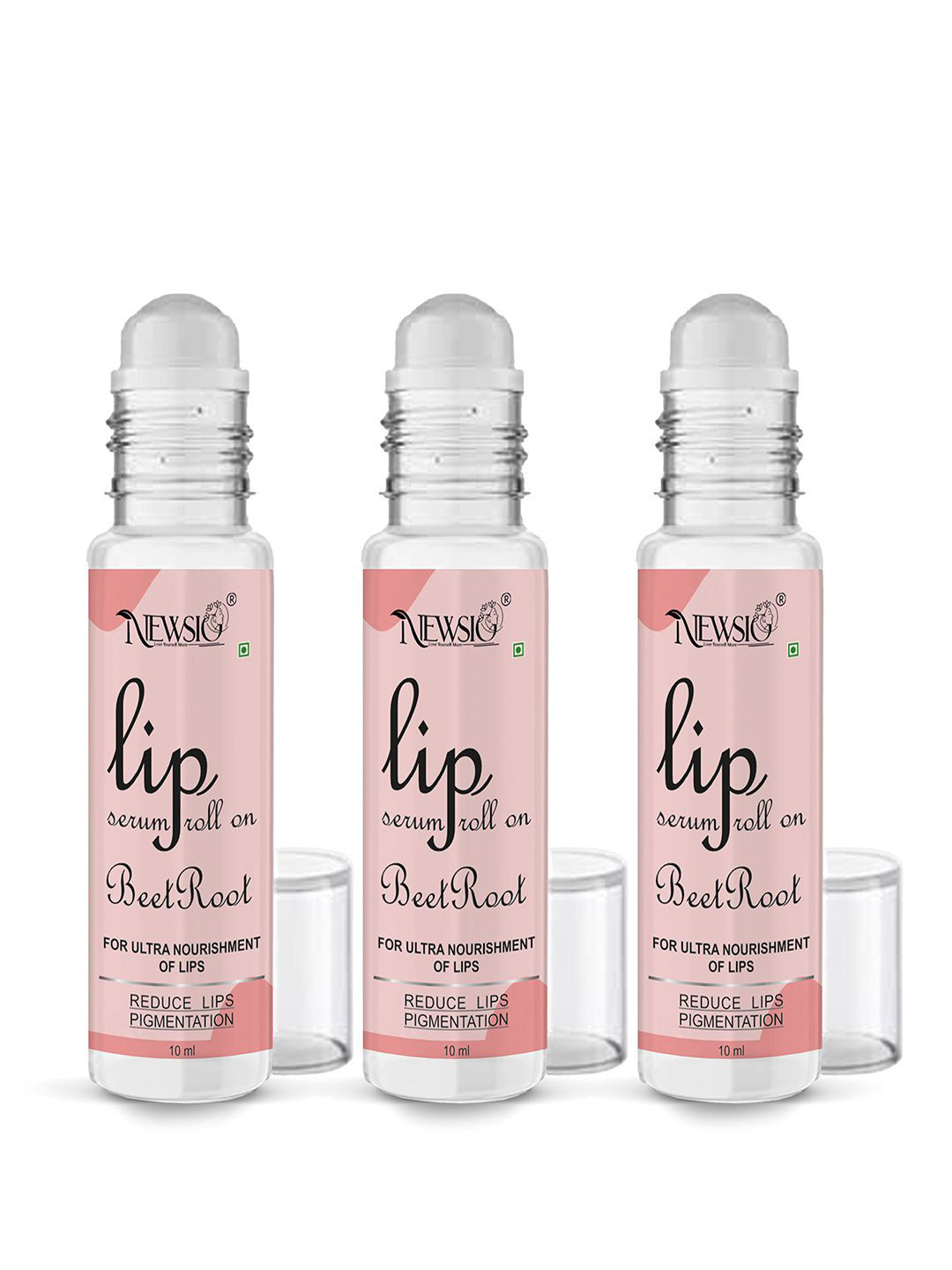 Newsio Set of 3 Roll On Lip Serum for Ultra Nourishment 10 ml each - Beetroot