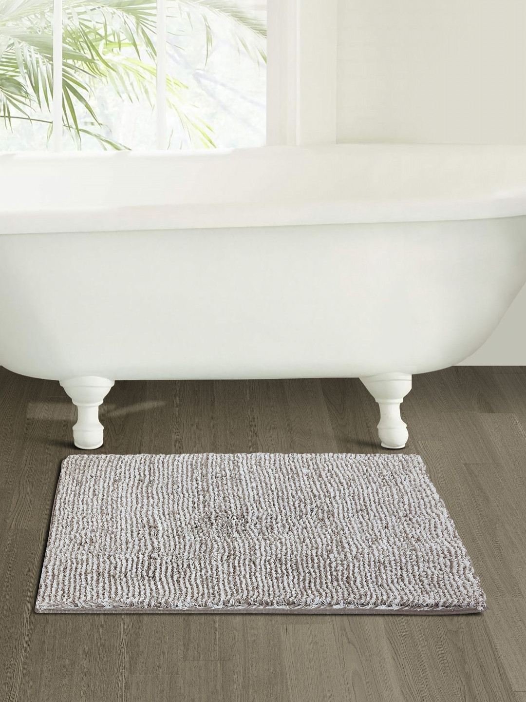 OBSESSIONS Beige Textured 2400 GSM Anti-Skid Bath Rugs