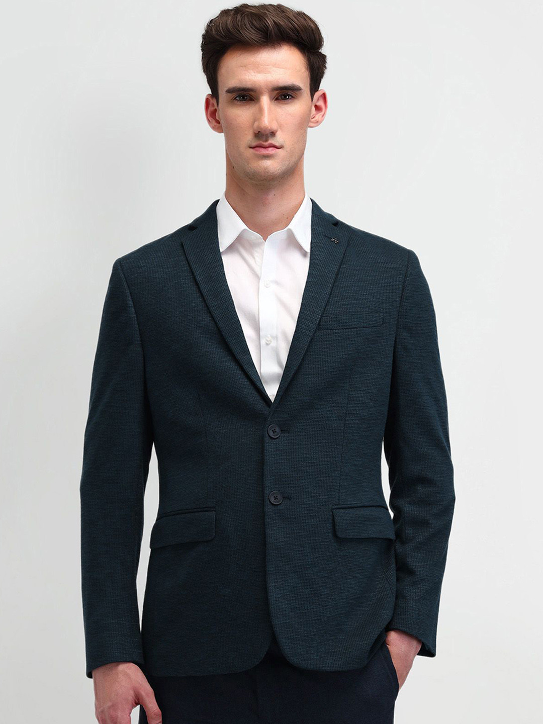 Arrow Self-Design Slim-Fit Notched Lapel Single Breasted Blazers