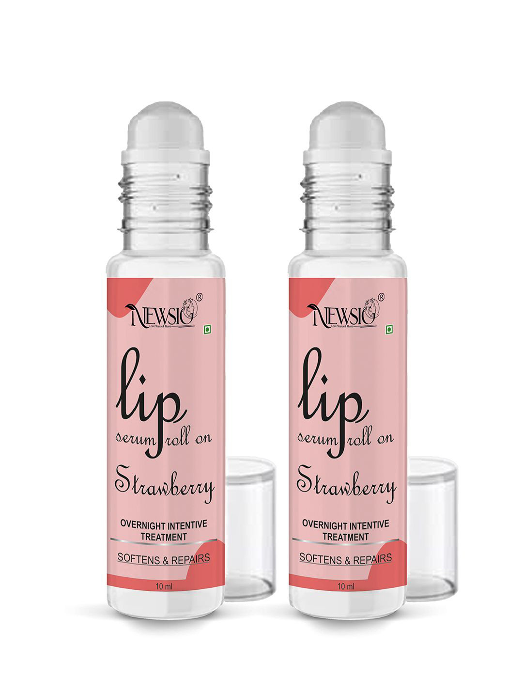 Newsio Set of 2 Roll On Lip Serum for Softening & Repair 10 ml each - Strawberry