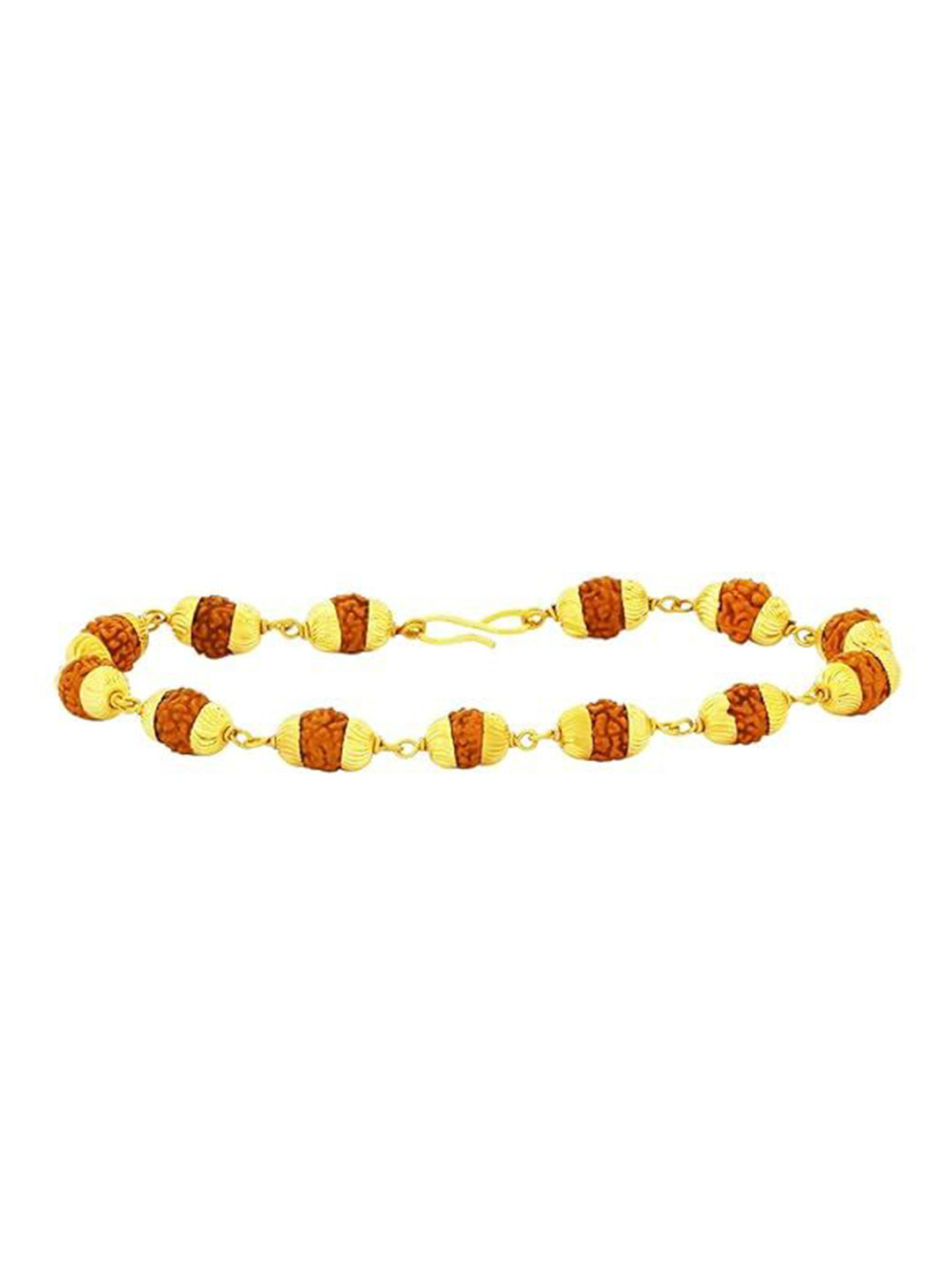 MEMOIR Unisex Gold-Plated Capped Original Panchmukhi Rudraksh Wraparound Bracelet