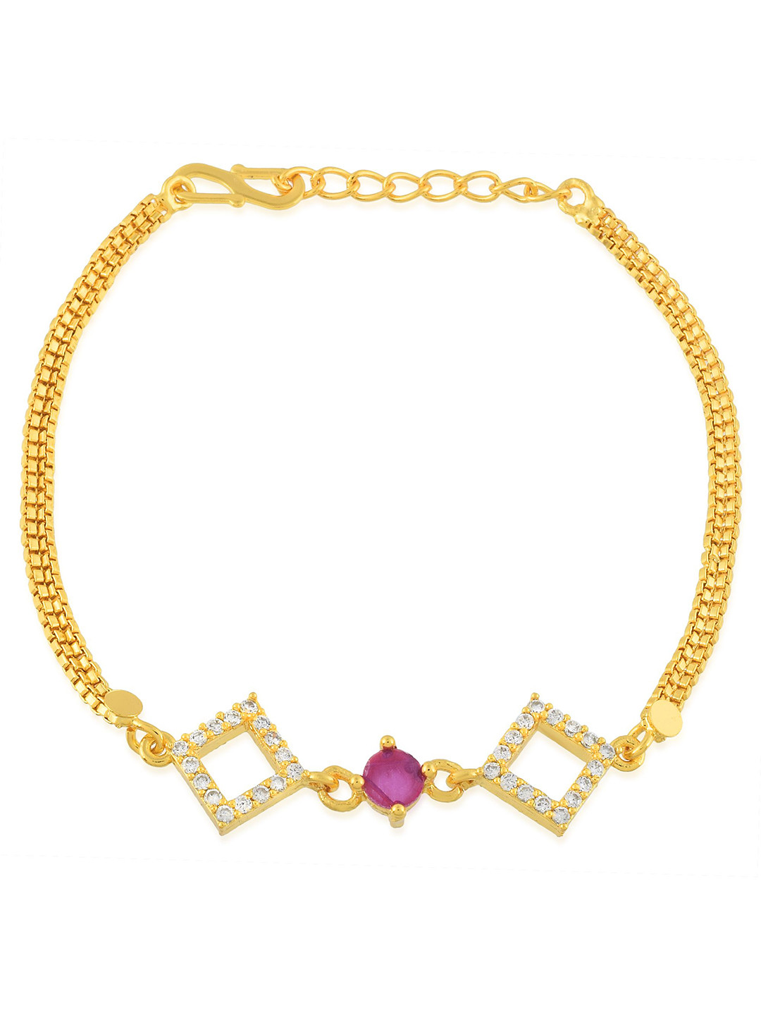 MEMOIR Gold-Plated Faux Ruby Imitation Diamond Link Bracelet