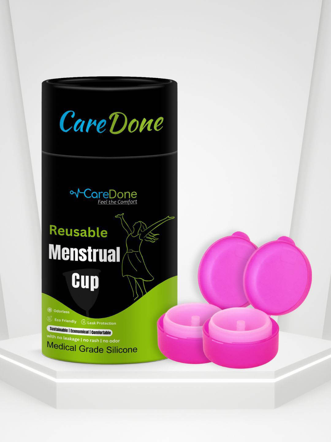 CareDone Set Of 2 Reusable & Leakproof Medical Grade Silicon Menstrual Cup - S
