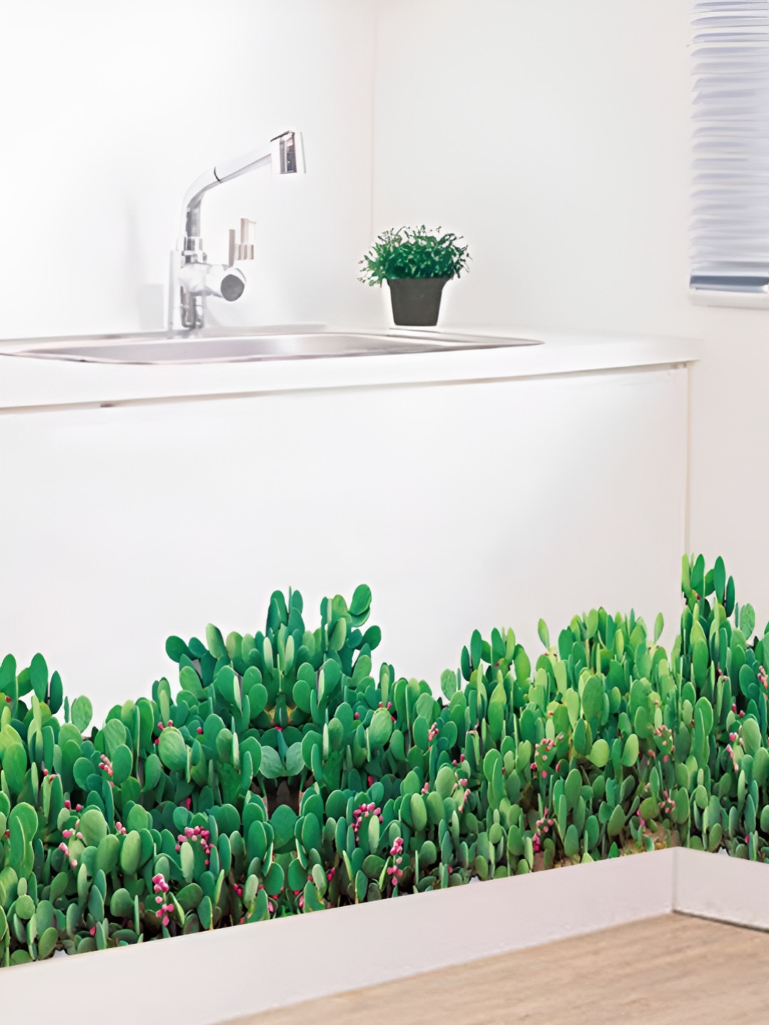 Asian royal Green & Pink Floral and Botanical Printed Water Proof Wall Sticker