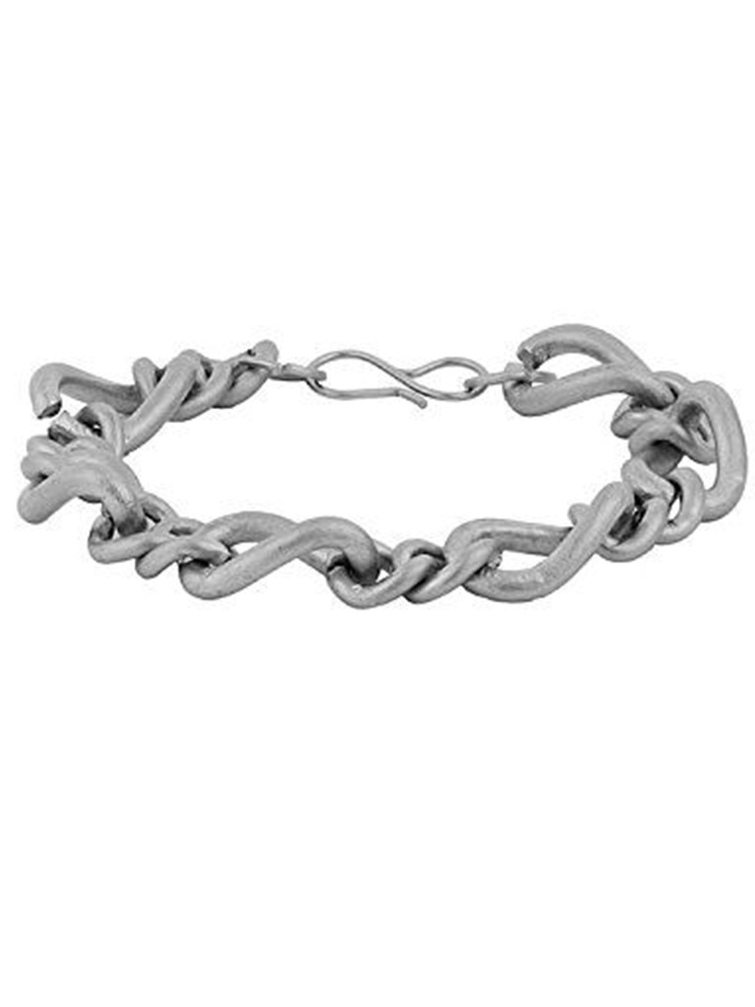 MEMOIR Silver-Plated Stainless Steel Buff finish Interlinked Link Bracelet