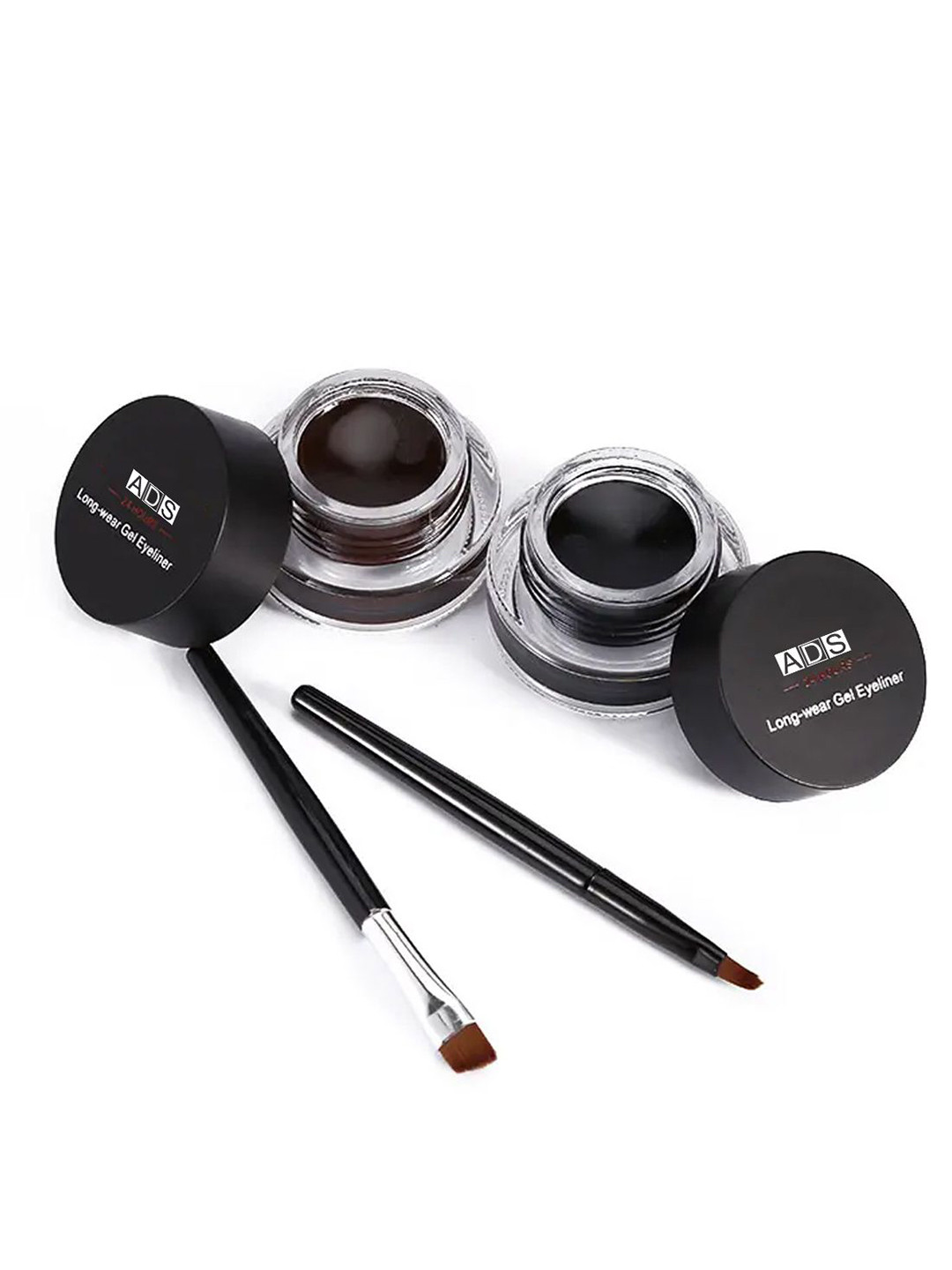 A.D.S Set Of 2 Hue Gel Waterproof Eyeliner With Brush Set - 5g Each - Black