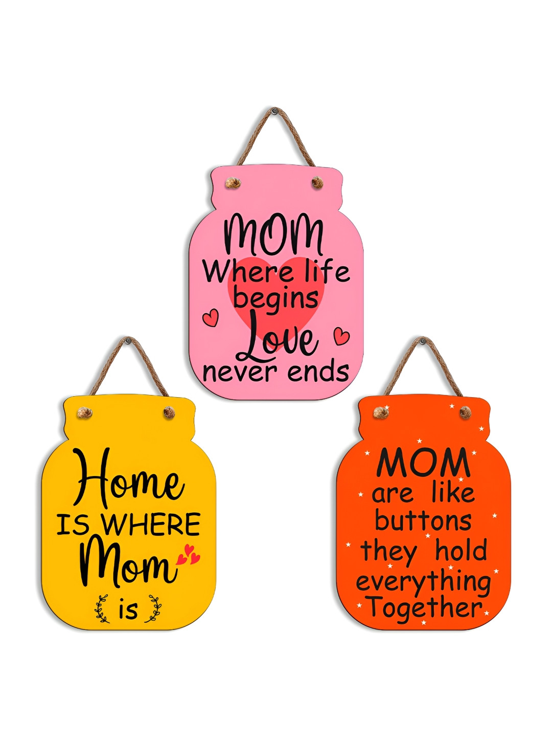 SEHAZ ARTWORKS Decorative Wood Matte Hall 3Pcs Wall Hangings-58In