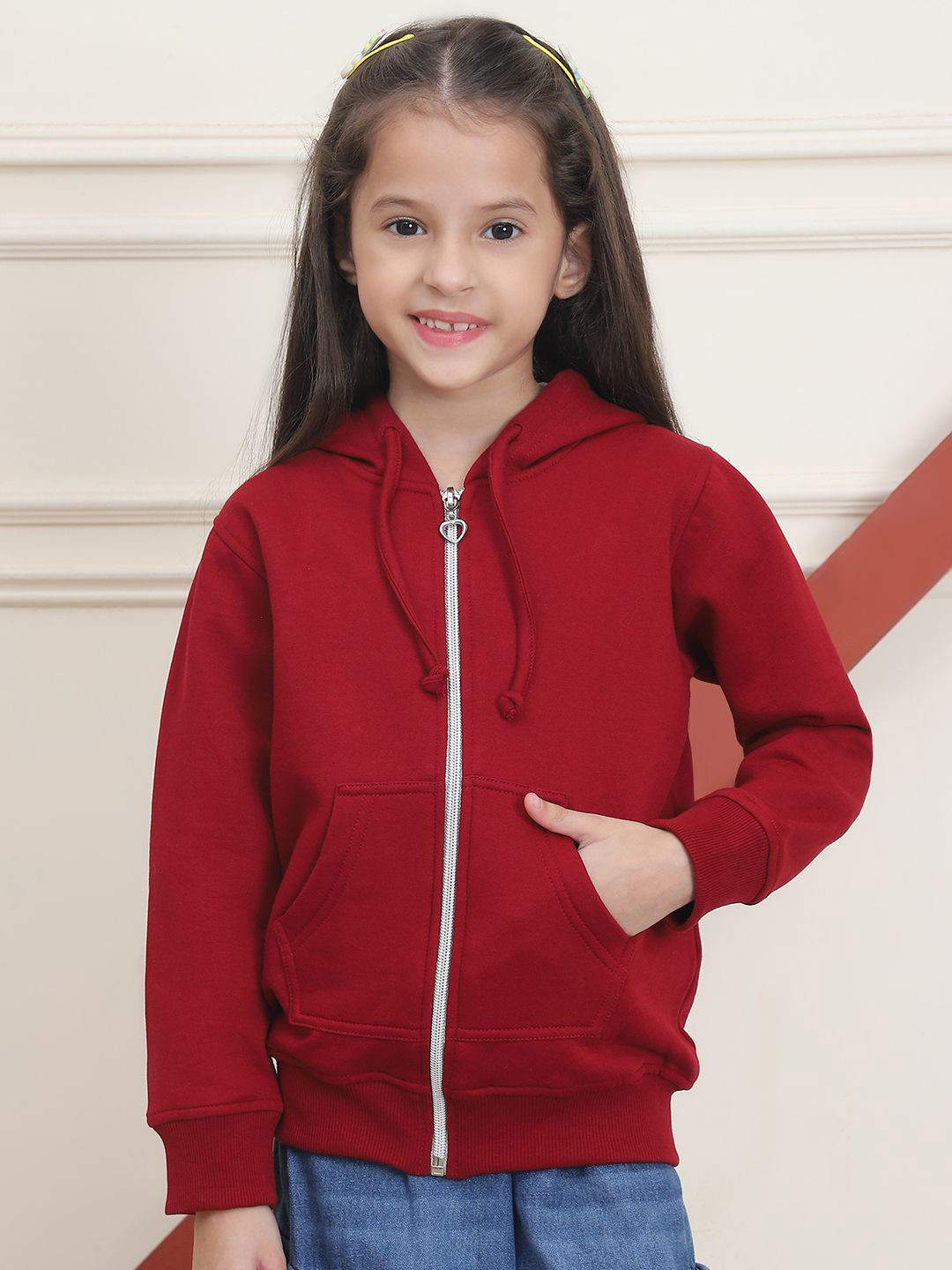 MINI & MING Girls Front-Open Long Sleeves Hooded Sweatshirt